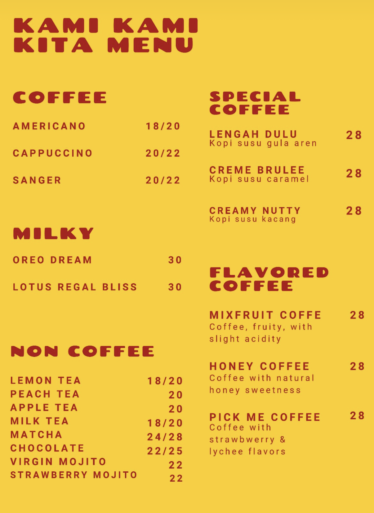 Menu Minuman Asli